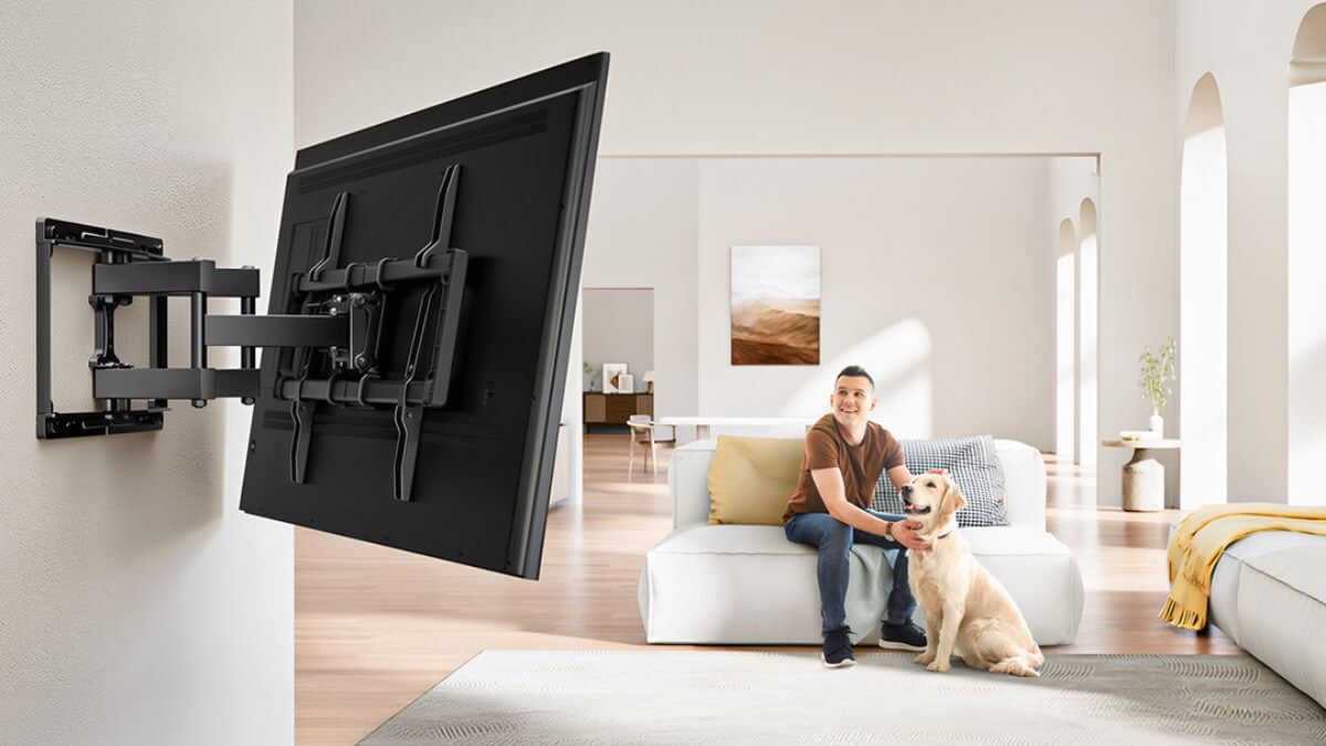 Braço extensível para ajustar ângulo de tv na sala