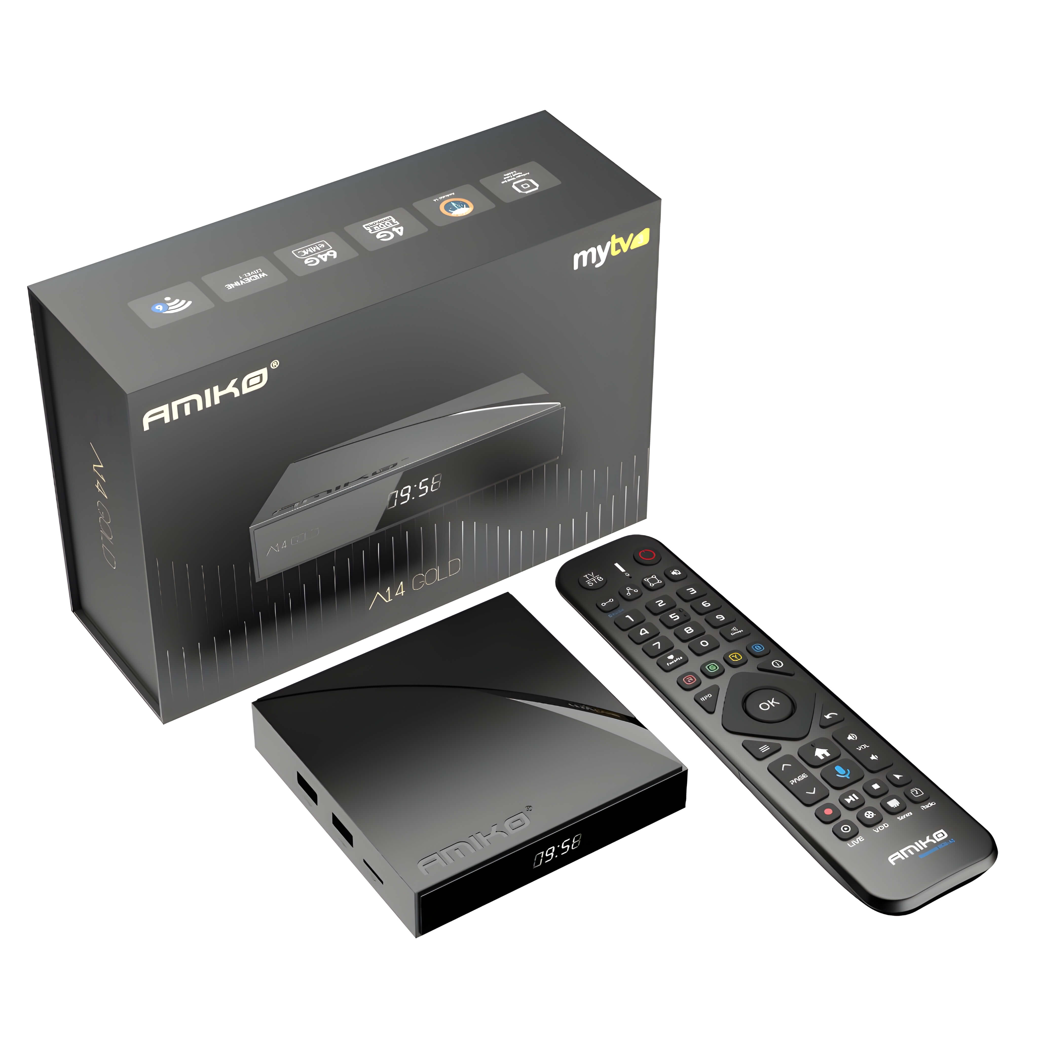 Buy Tv Box Amiko A14 Gold Android OTT 4k MyTV 3