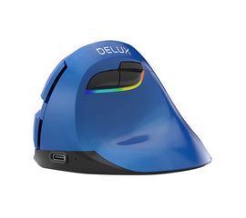Rato Vertical Wireless Delux M618Mini BT4.0 + 2.4Ghz 4000DPI RGB - Azul, Sat25.com