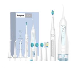 Brosse à Dents Sonique avec Têtes Interchangeables et Hydropulseur Blanc, Sat25.com