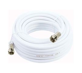 Cabo Coaxial RG6 - 20mts Com 2 Fichas F, Cor: Branco, Length: 20mt, Sat25.com