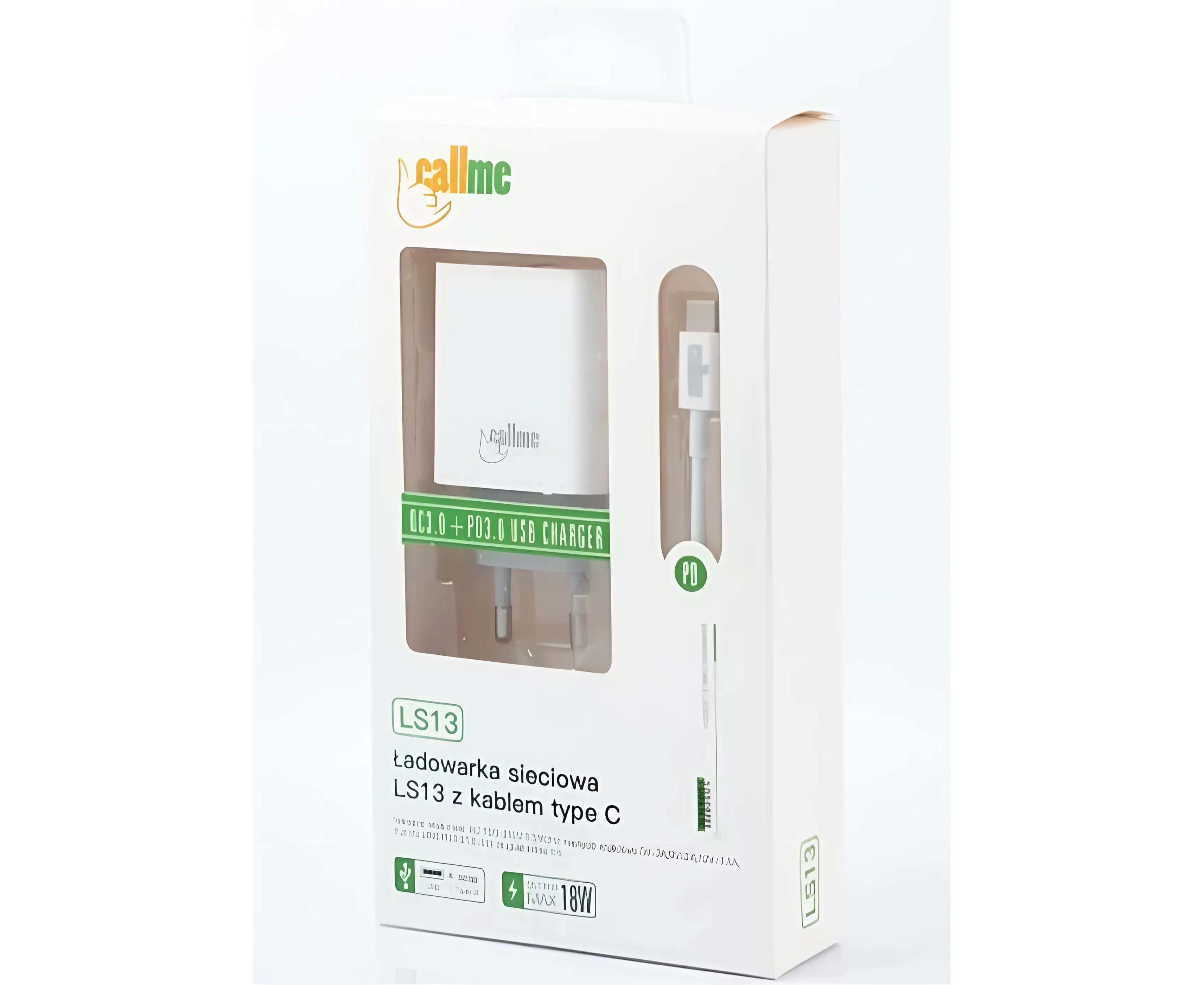 Cargador Para Smartphone Callme LS13 2 USB QC3.0+PD Blanco con Cable Tipo C