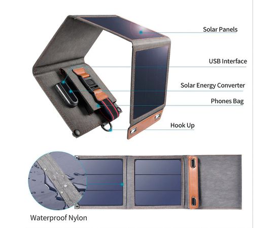 Panel Solar Plegable Choetech Cargador 14W 1xUSB, Sat25.com