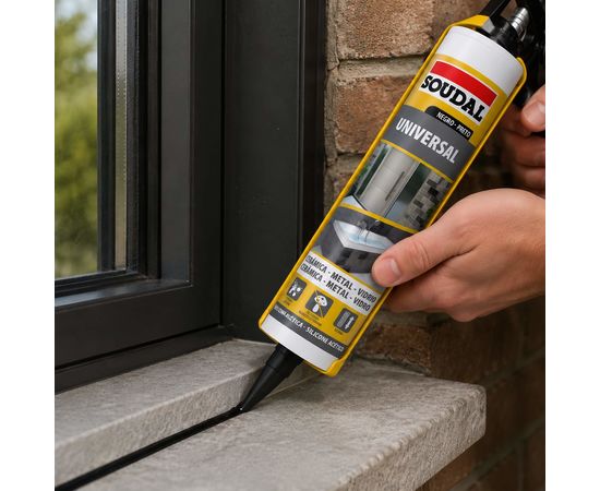 Silicona Universal Negra SOUDAL 280 ml, Sat25.com