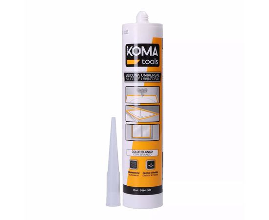 Silicona Universal Ácida Antimoho Blanca 280 ml KOMA TOOLS, Sat25.com
