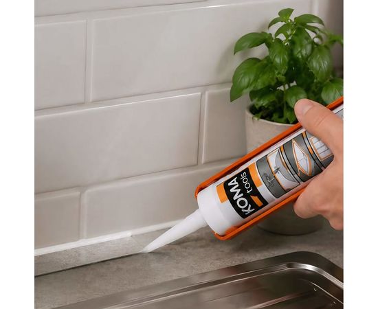Silicona Universal Ácida Antimoho Blanca 280 ml KOMA TOOLS, Sat25.com