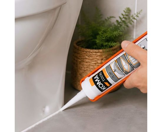 Silicona Universal Ácida Antimoho Blanca 280 ml KOMA TOOLS, Sat25.com