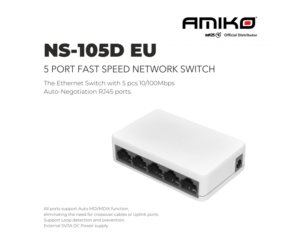Switch Di Rete Ethernet 5 Porte 10/100 Mb HIKVISION DS-3E0105D-E - Foto 2